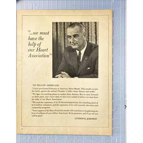 President Lyndon B. Johnson "Proclaims American Heart Month"Vtg Photo Print 1966 - Picture 2 of 3